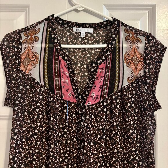 DR2 by Daniel Rainn Sheer Loose Fit Multicolor Top Women XS - Picture 3 of 6